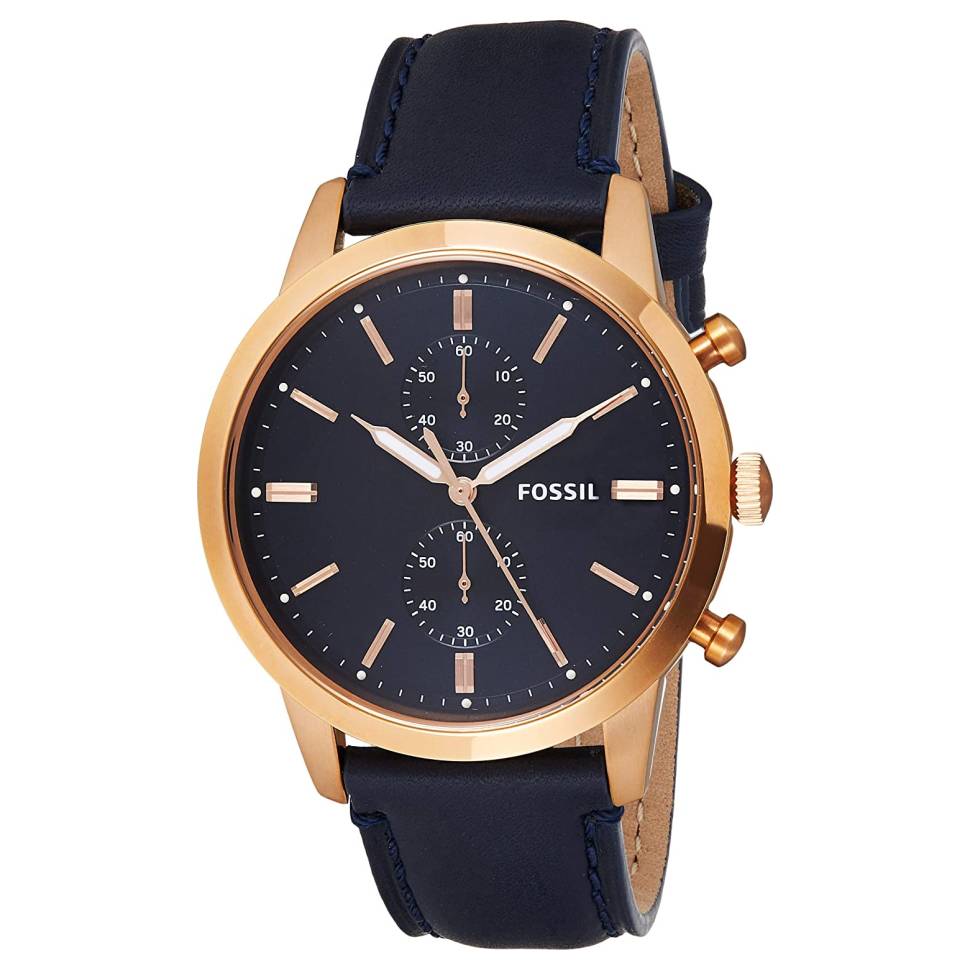 Fossil Townsman Chronograph Blue Dial Blue Leather Strap Watch for Men - FS5436 Watches Fossil   