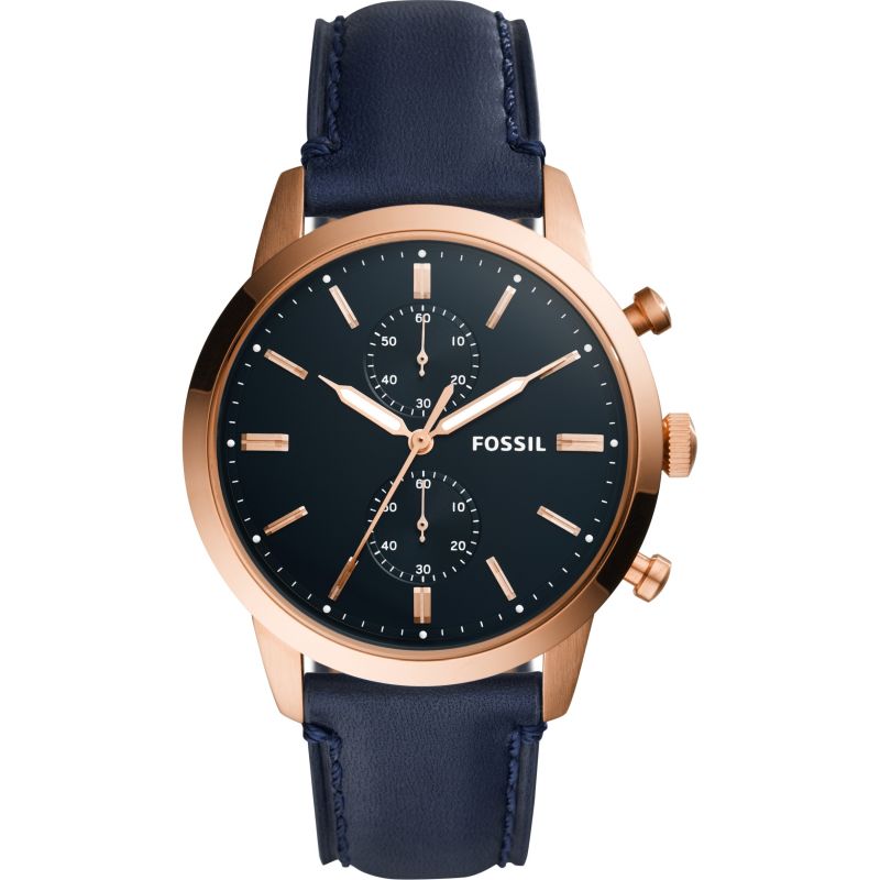 Fossil Townsman Chronograph Blue Dial Blue Leather Strap Watch for Men - FS5436 Watches Fossil   