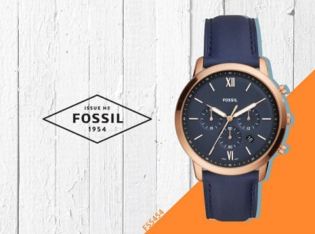 Fossil Neutra Chronograph Blue Dial Blue Leather Strap Watch for Men - FS5454 Watches Fossil   