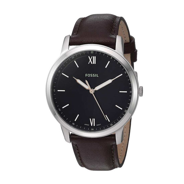 Fossil The Minimalist 3H Black Dial Brown Leather Strap Watch for Men - FS5464 Watches Fossil   