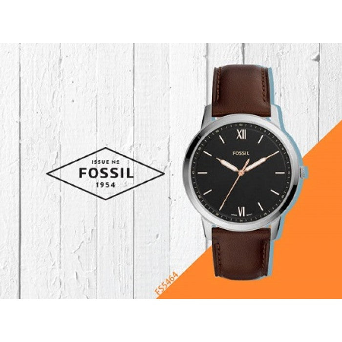 Fossil The Minimalist 3H Black Dial Brown Leather Strap Watch for Men - FS5464 Watches Fossil   