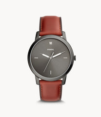 Fossil The Minimalist 3H Grey Dial Brown Leather Strap Watch for Men - FS5479 Watches Fossil   