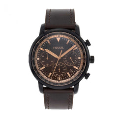 Fossil Goodwin Chronograph Brown Dial Brown Leather Strap Watch for Men - FS5529 Watches Fossil   