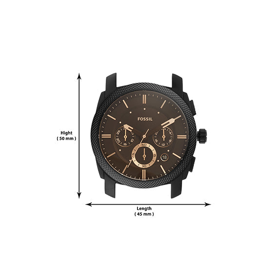 Fossil Machine Chronograph Black Dial Black Leather Strap Watch for Men - FS5586 Watches Fossil   