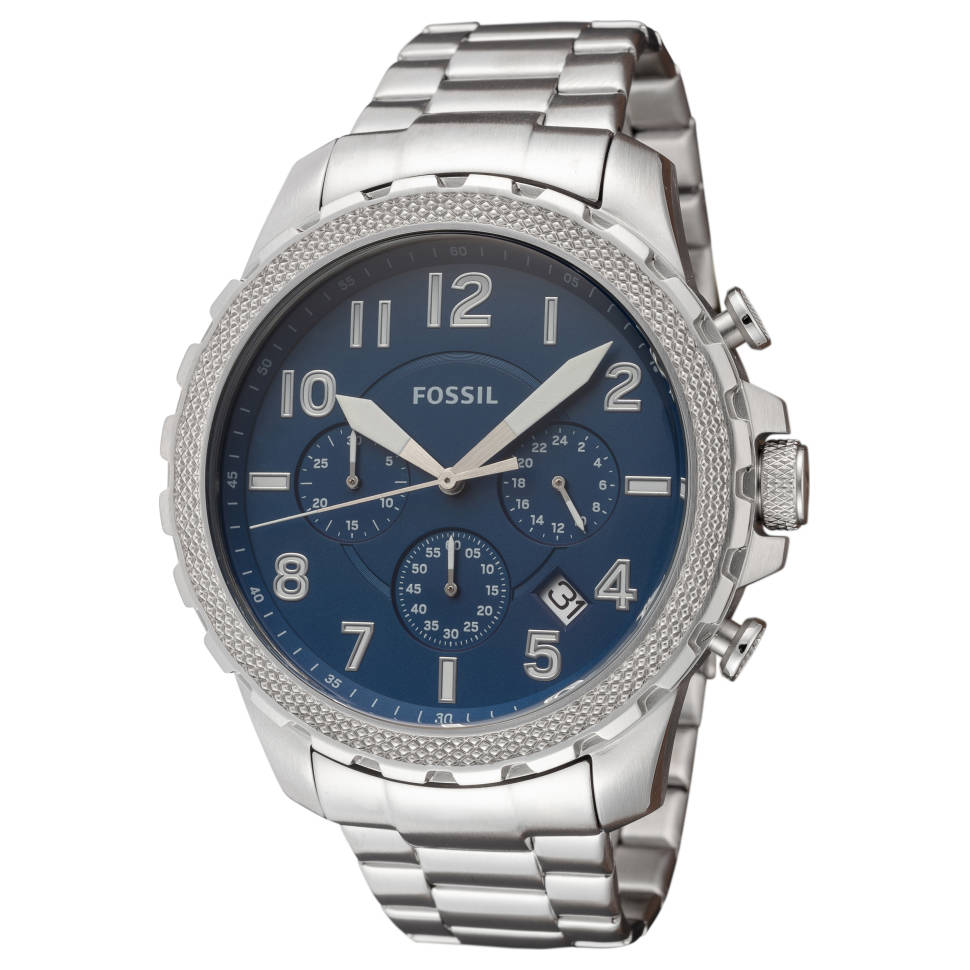 Fossil Bowman Chronograph Blue Dial Silver Steel Strap Watch for Men - FS5604 Watches Fossil   