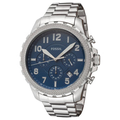 Fossil Bowman Chronograph Blue Dial Silver Steel Strap Watch for Men - FS5604 Watches Fossil   