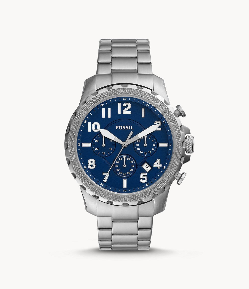 Fossil Bowman Chronograph Blue Dial Silver Steel Strap Watch for Men - FS5604 Watches Fossil   