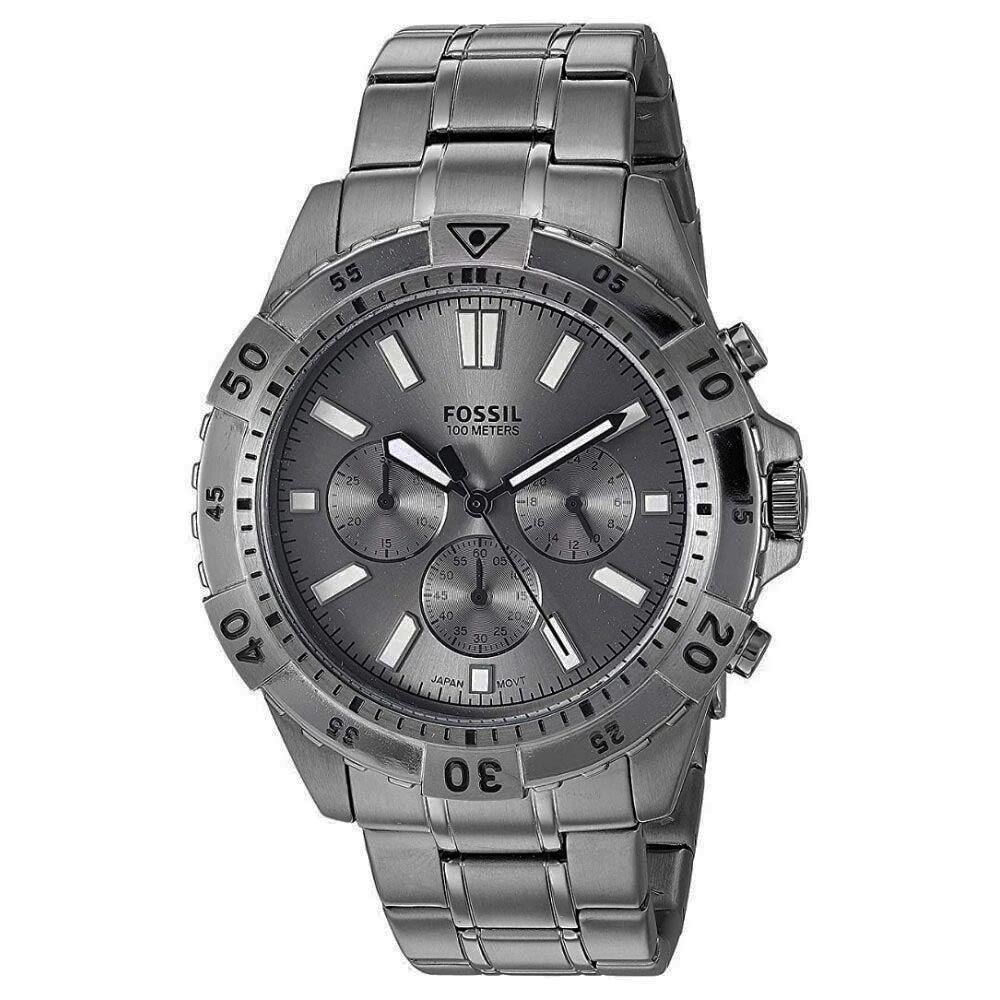 Fossil Garrett Chronograph Grey Dial Grey Steel Strap Watch for Men - FS5621 Watches Fossil   