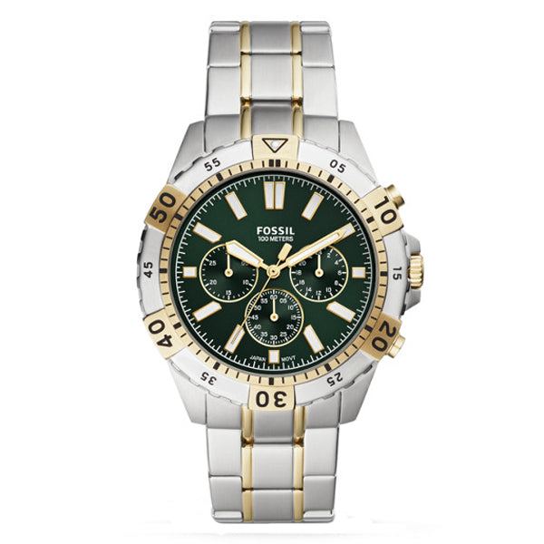 Fossil Garrett Chronograph Green Dial Two Tone Steel Strap Watch for Men - FS5622 Watches Fossil   