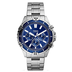 Fossil Garrett Chronograph Blue Dial Silver Steel Strap Watch for Men - FS5623 Watches Fossil   