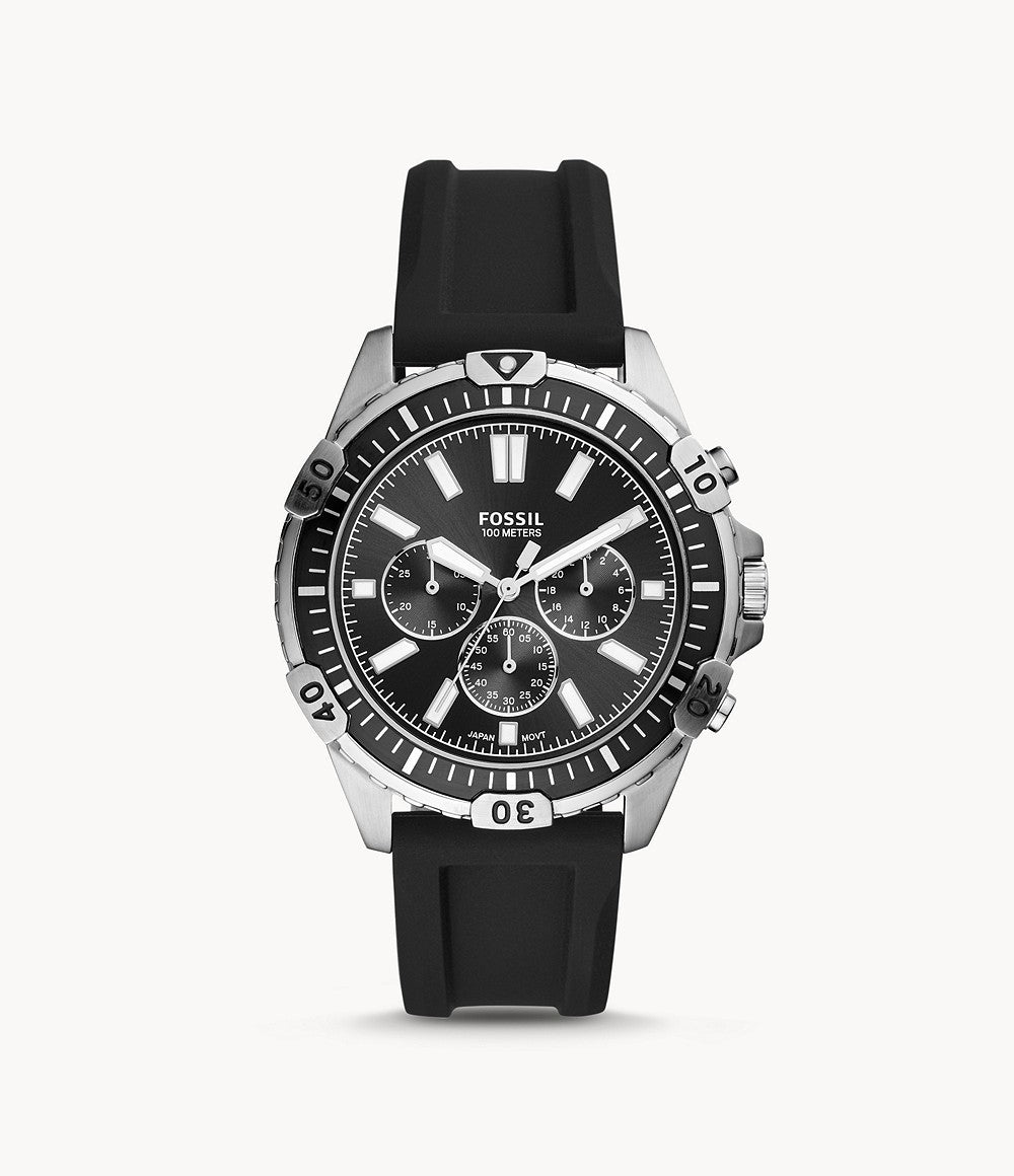 Fossil Bannon Multifunction Black Dial Black Silicone Strap Watch for Men - BQ2494 Watches Fossil   