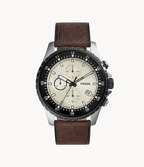 Fossil Dillinger Chronograph Cream Dial Brown Leather Strap Watch for Men - FS5674 Watches Fossil   