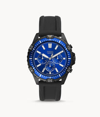 Fossil Garrett Chronograph Blue Dial Black Rubber Strap Watch for Men - FS5695 Watches Fossil   