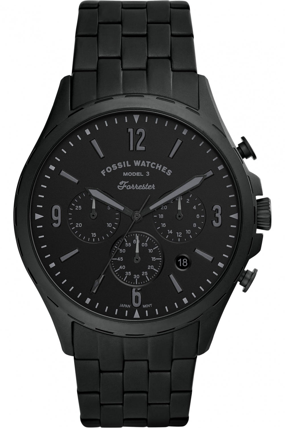 Fossil Forrester Chronograph Black Dial Black Steel Strap Watch for Men - FS5697 Watches Fossil   