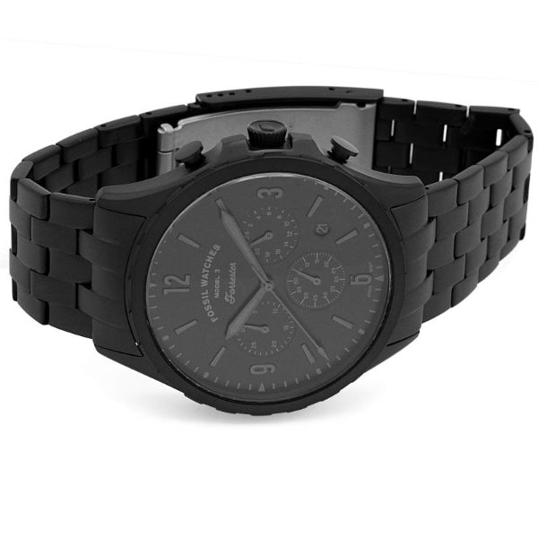 Fossil Forrester Chronograph Black Dial Black Steel Strap Watch for Men - FS5697 Watches Fossil   