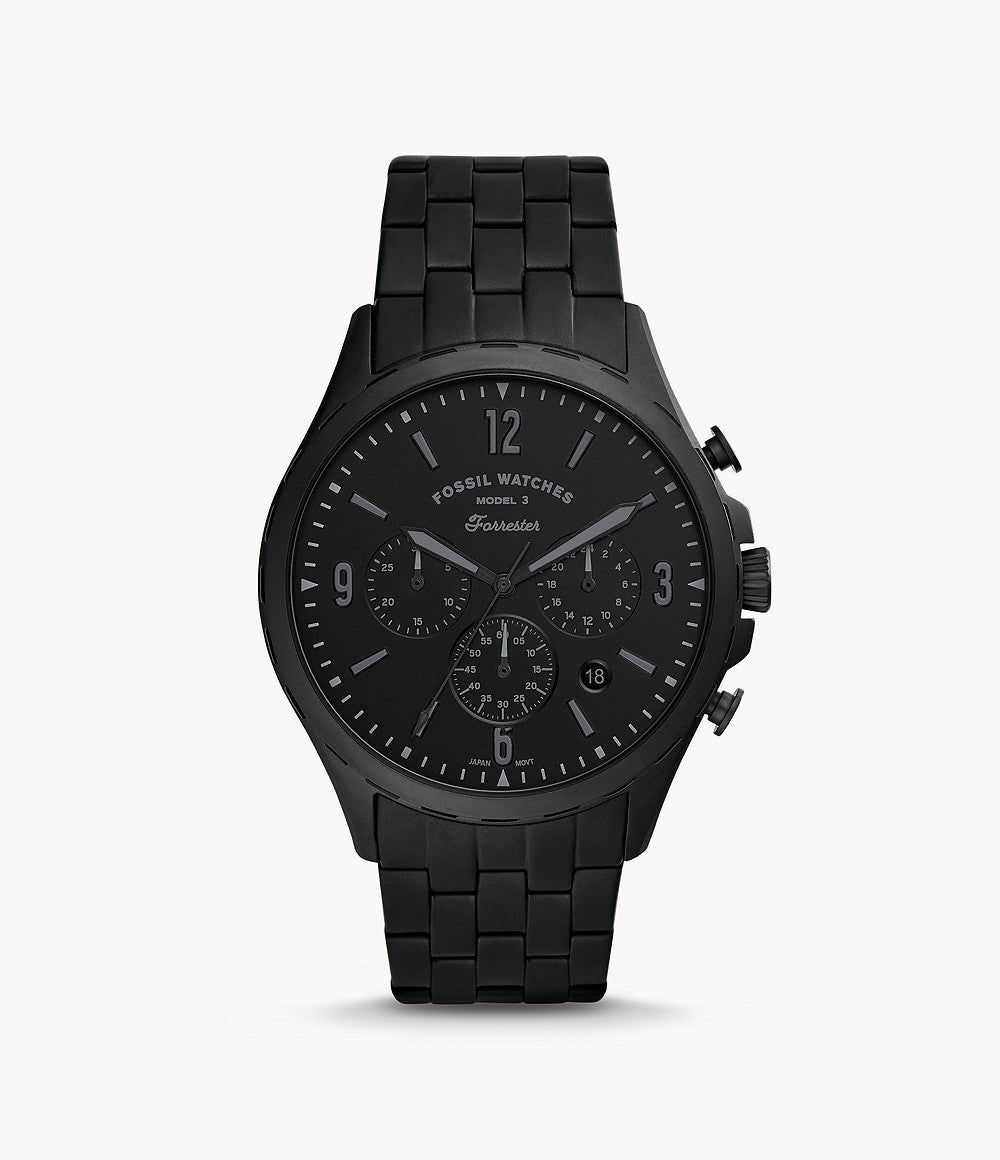 Fossil Forrester Chronograph Black Dial Black Steel Strap Watch for Men - FS5697 Watches Fossil   