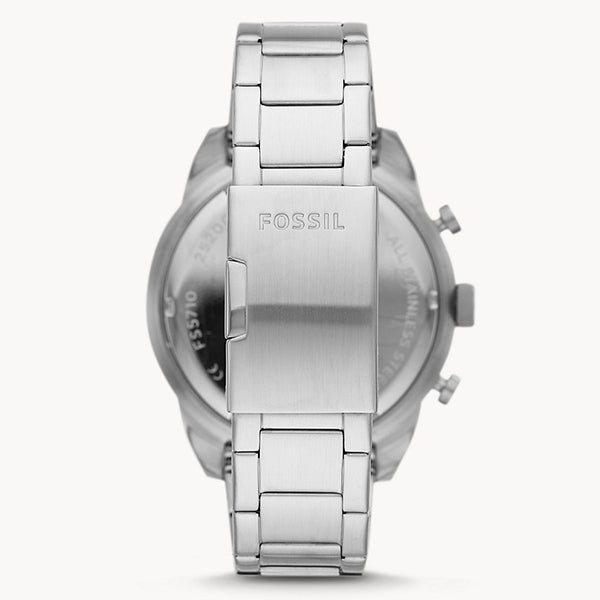 Fossil Bronson Chronograph Black Dial Silver Steel Strap Watch for Men - FS5710 Watches Fossil   