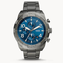 Fossil Bronson Chronograph Blue Dial Grey Steel Strap Watch for Men - FS5711 Watches Fossil   