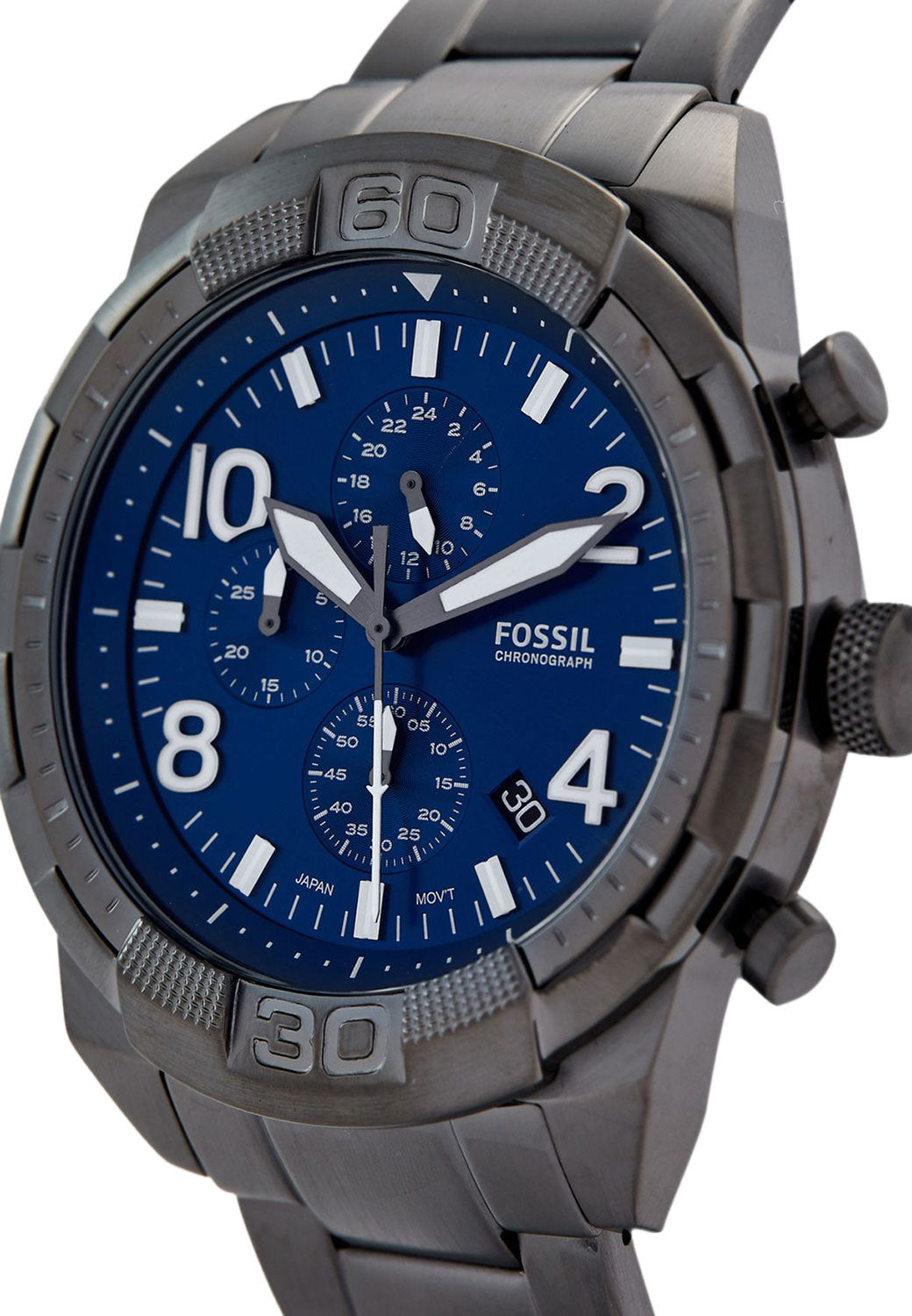 Fossil Bronson Chronograph Blue Dial Grey Steel Strap Watch for Men - FS5711 Watches Fossil   