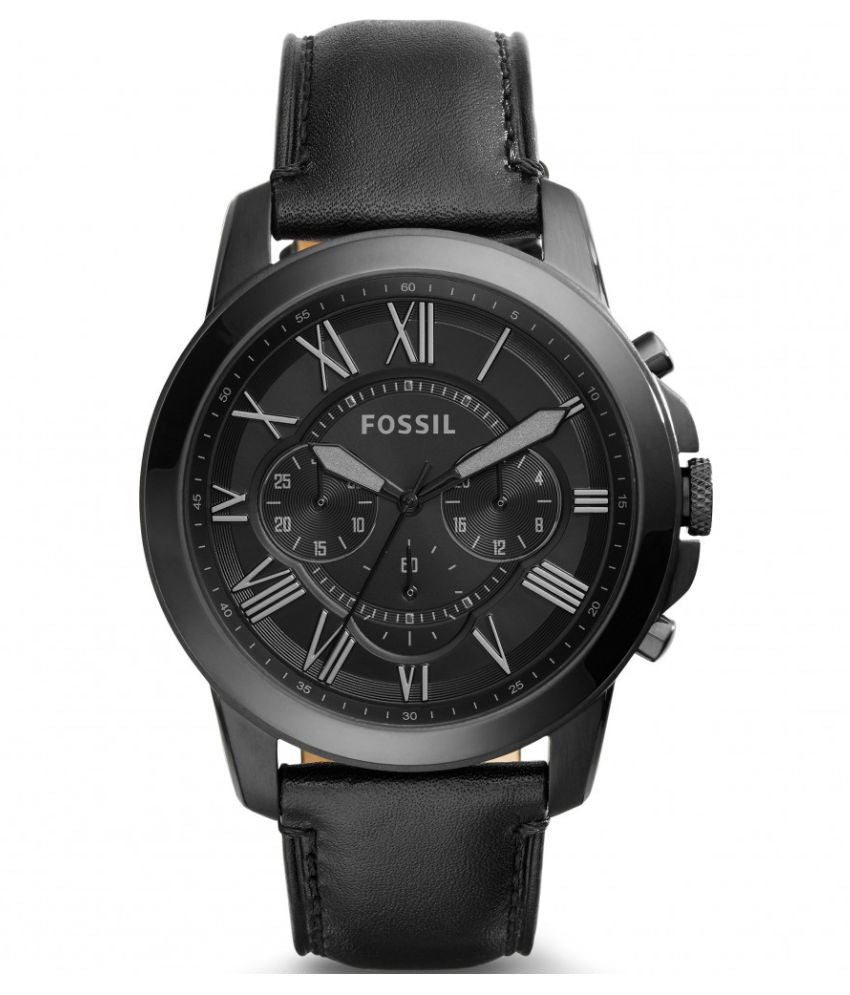 Fossil Grant Chronograph Black Dial Black Leather Strap Watch for Men - FS5132 Watches Fossil   