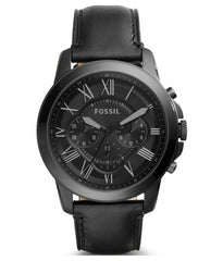 Fossil Grant Chronograph Black Dial Black Leather Strap Watch for Men - FS5132 Watches Fossil   