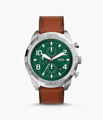 Fossil Bronson Chronograph Green Dial Brown Leather Strap Watch for Men - FS5738 Watches Fossil   