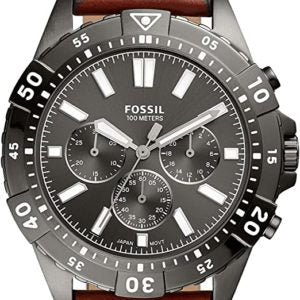 Fossil Garrett Chronograph Grey Dial Brown Leather Strap Watch for Men - FS5770 Watches Fossil   