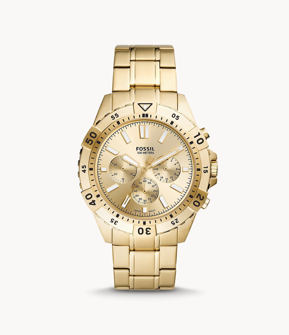 Fossil Garrett Chronograph Gold Dial Gold Steel Strap Watch for Men - FS5772 Watches Fossil   