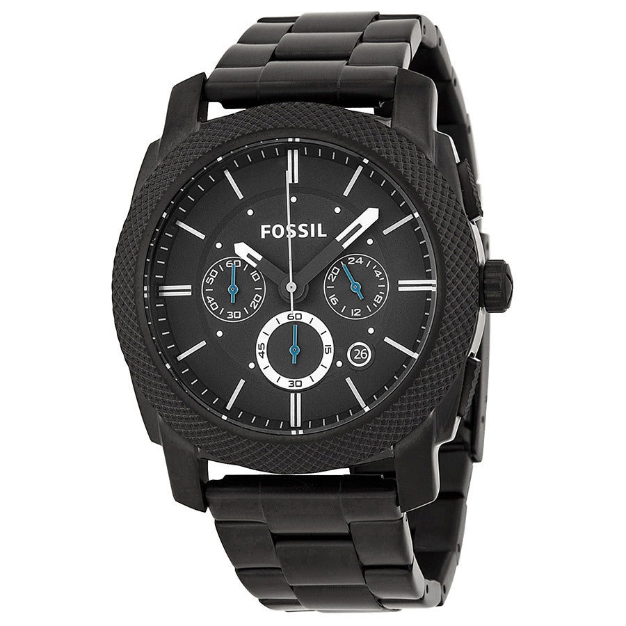 Fossil Machine Chronograph Black Dial Black Steel Strap Watch for Men - FS4552 Watches Fossil   