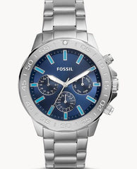 Fossil Bannon Multifunction Blue Dial Silver Steel Strap Watch for Men - BQ2503 Watches Fossil   