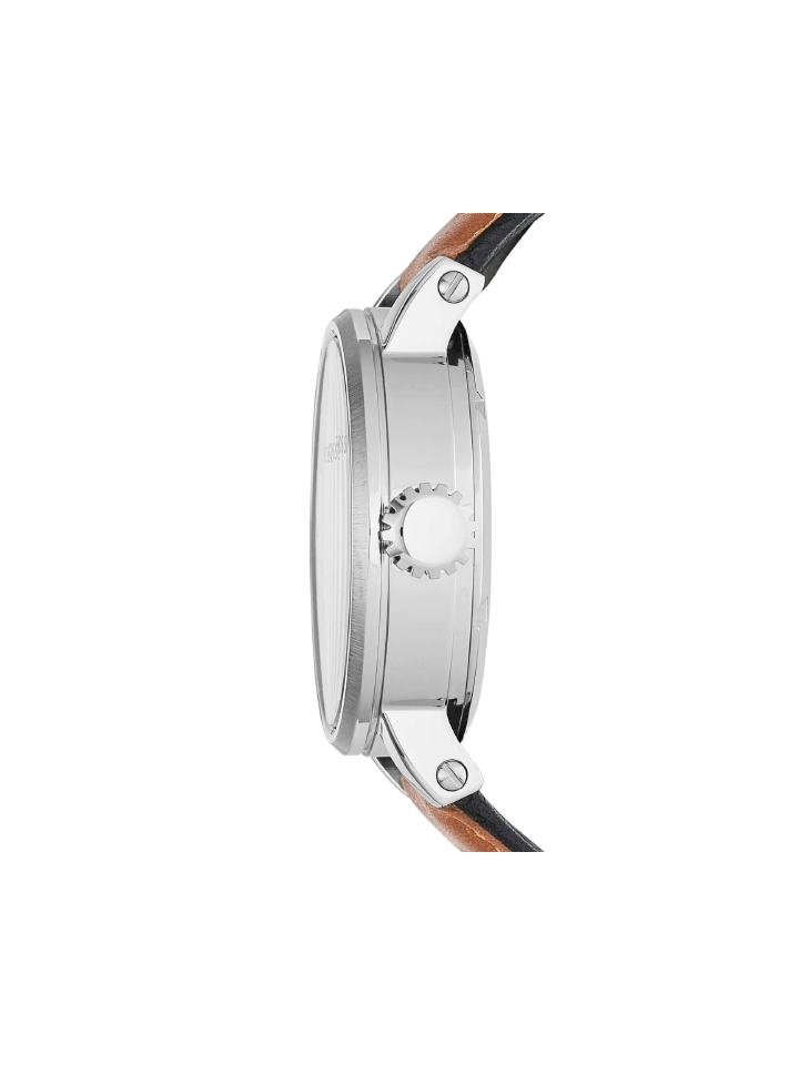 Fossil Boyfriend Automatic Skeleton Silver Dial Brown Leather Strap Watch for Women - ME3109 Watches Fossil   