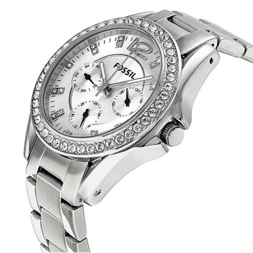 Fossil Riley Multifunction Silver Dial Silver Steel Strap Watch for Women - ES3202 Watches Fossil   