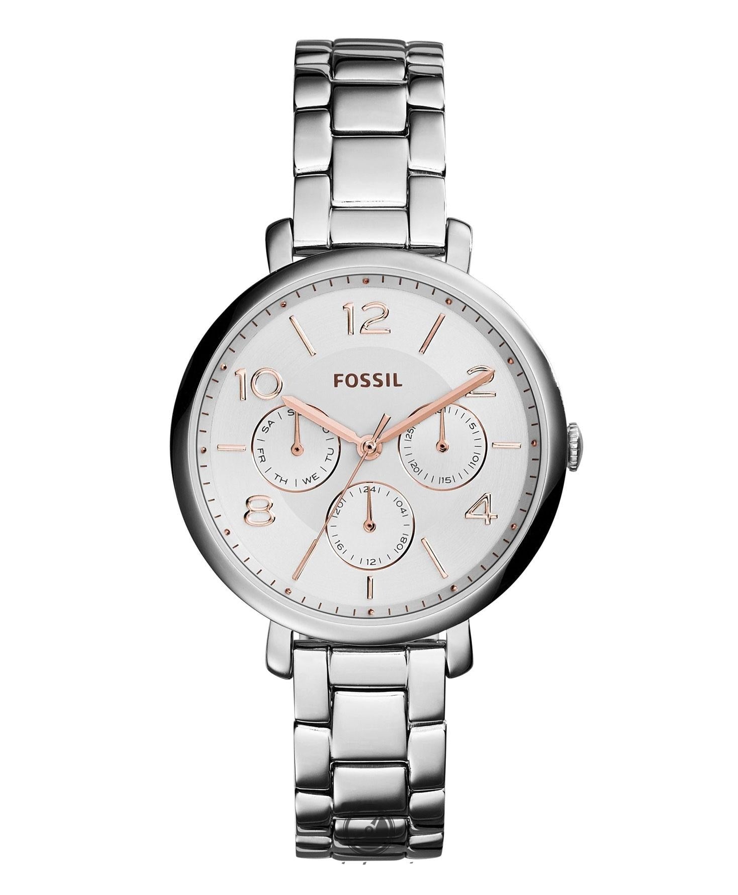 Fossil Jacqueline Multifunction White Dial Silver Steel Strap Watch for Women - ES3738 Watches Fossil   