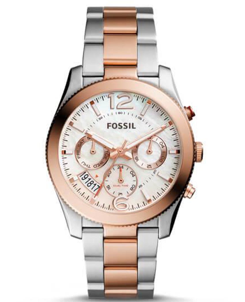 Fossil Perfect Boyfriend Mother of Pearl Dial Two Tone Steel Strap Watch for Women - ES4135 Watches Fossil   