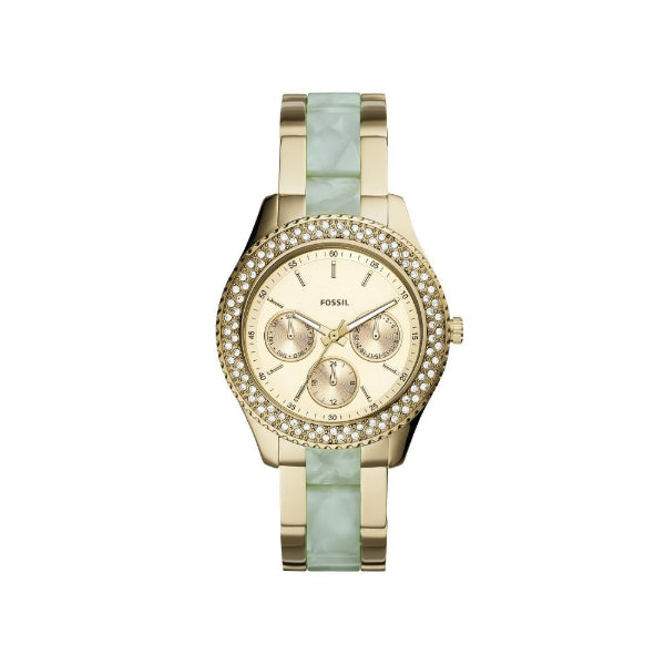 Fossil Stella Multifunction Gold Dial Two Tone Steel Strap Watch for Women - ES4757 Watches Fossil   