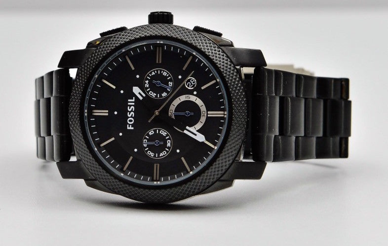 Fossil Machine Chronograph Black Dial Black Steel Strap Watch for Men - FS4552 Watches Fossil   