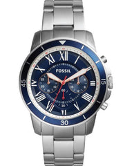 Fossil Grant Sport Chronograph Blue Dial Silver Steel Strap Watch for Men - FS5238 Watches Fossil   