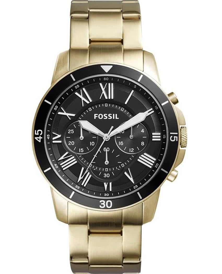 Fossil Inscription Automatic Black Dial Gold Steel Strap Watch for Men - FS5267 Watches Fossil   