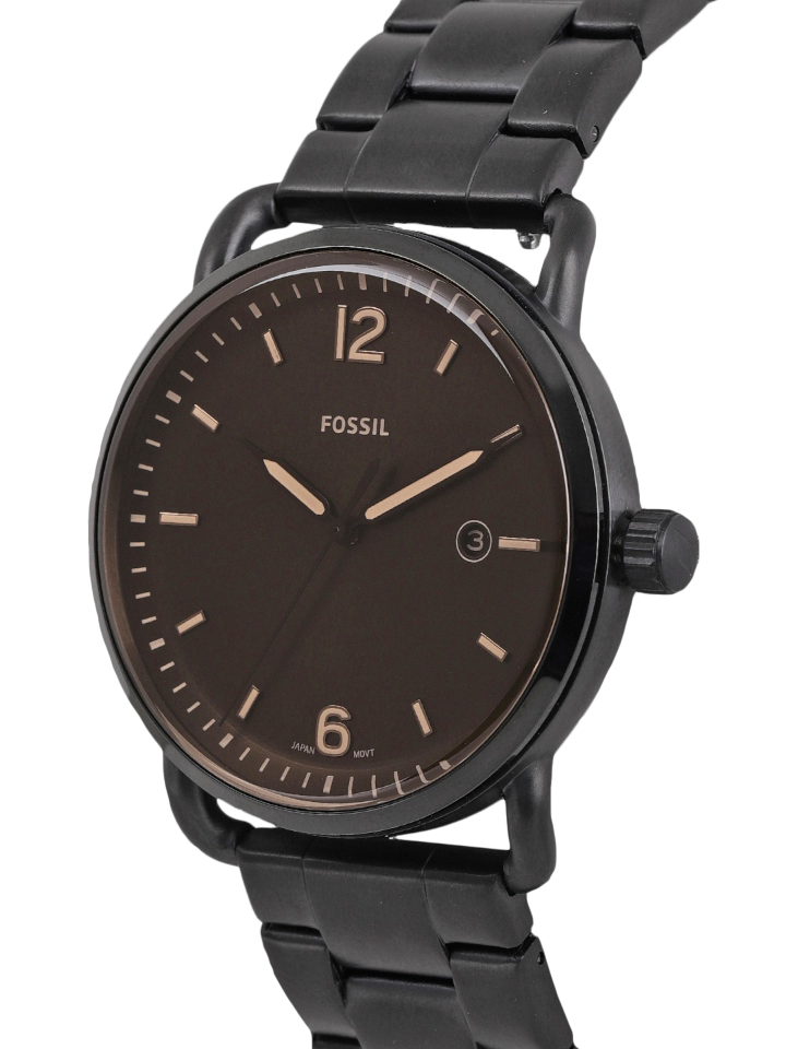 Fossil The Commuter Brown Dial Black Steel Strap Watch for Men - FS5277 Watches Fossil   