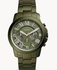 Fossil Grant Chronograph Olive Green Dial Green Steel Strap Watch for Men - FS5375 Watches Fossil   