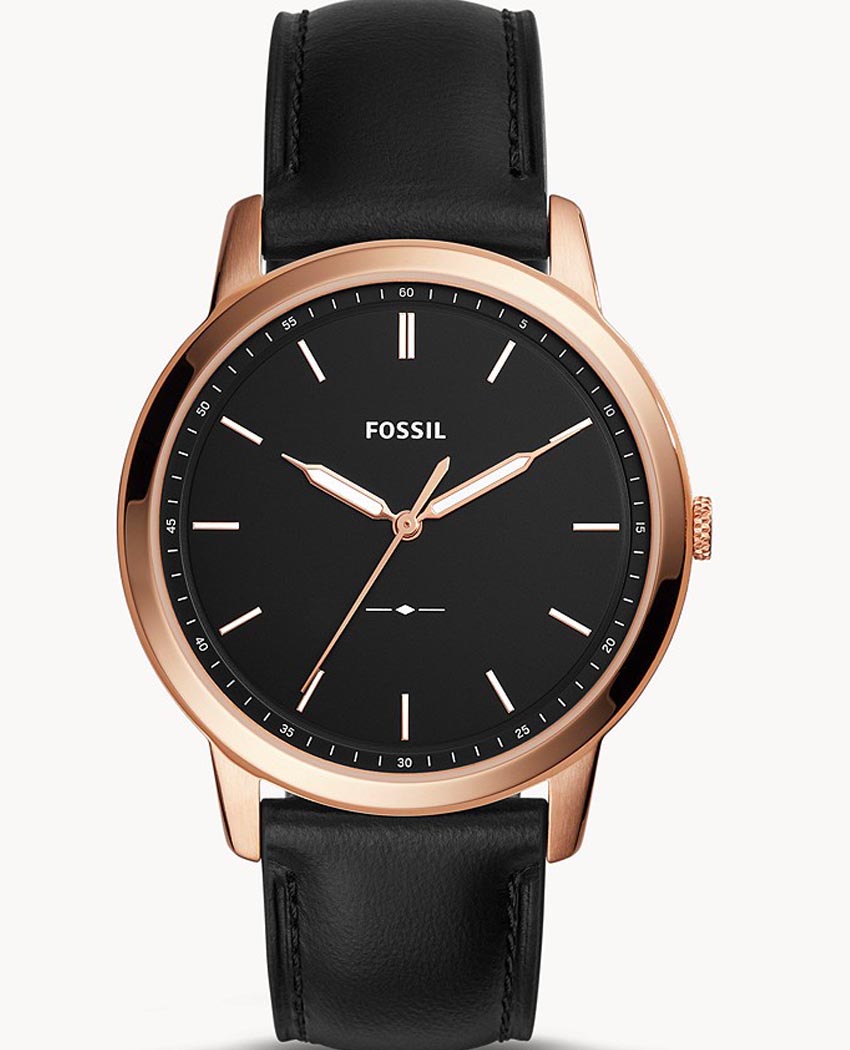 Fossil The Minimalist Black Dial Black Leather Strap Watch for Men - FS5376 Watches Fossil   