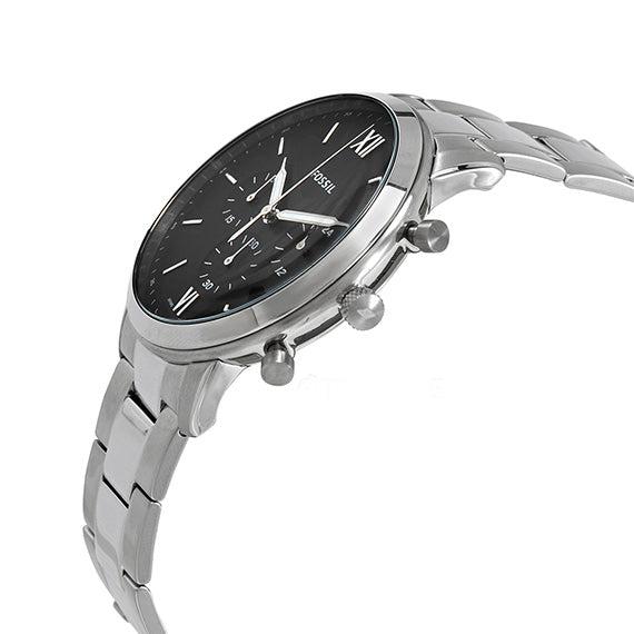 Fossil Neutra Chronograph Black Dial Silver Steel Strap Watch for Men - FS5384 Watches Fossil   