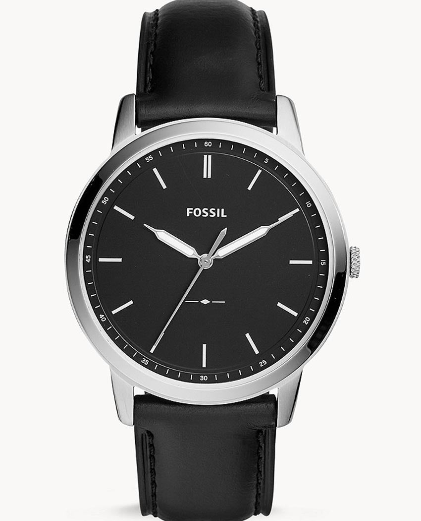 Fossil The Minimalist Three Hand Black Dial Black Leather Strap Watch for Men - FS5398 Watches Fossil   