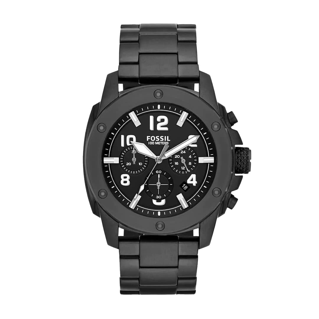 Fossil Machine Chronograph Black Dial Black Steel Strap Watch for Men - FS4927 Watches Fossil   