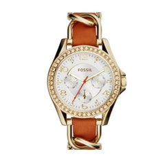 Fossil Riley Multifunction White Dial Orange Leather Strap Watch for Women - ES3723 Watches Fossil   