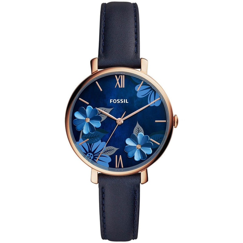 Fossil Jacqueline Blue Dial Blue Leather Strap Watch for Women - ES4673 Watches Fossil   