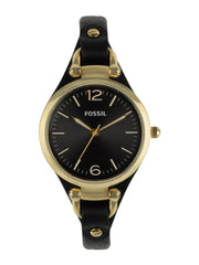 Fossil Georgia Black Dial Black Leather Strap Watch for Women - ES3148 Watches Fossil   