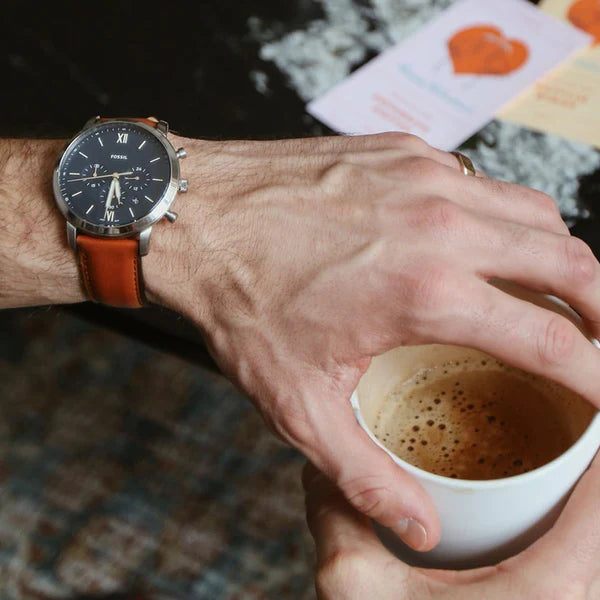 Fossil Commuter Automatic Skeleton Blue Dial Brown Leather Strap Watch for Men - ME3159 Watches Fossil   
