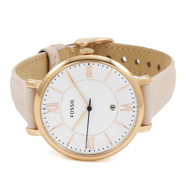 Fossil Jacqueline White Dial Pink Leather Strap Watch for Women - ES3988 Watches Fossil   