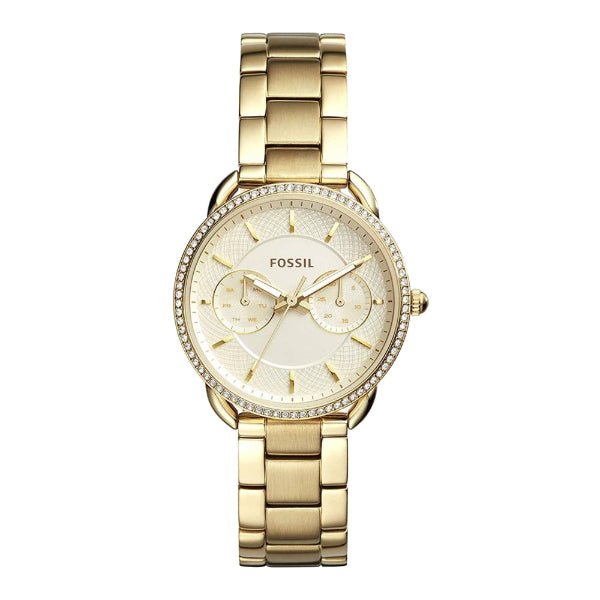 Fossil Tailor Gold Dial Gold Stainless Steel Strap Watch for Women - ES4263 Watches Fossil   